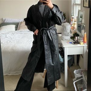 Leather trench coat